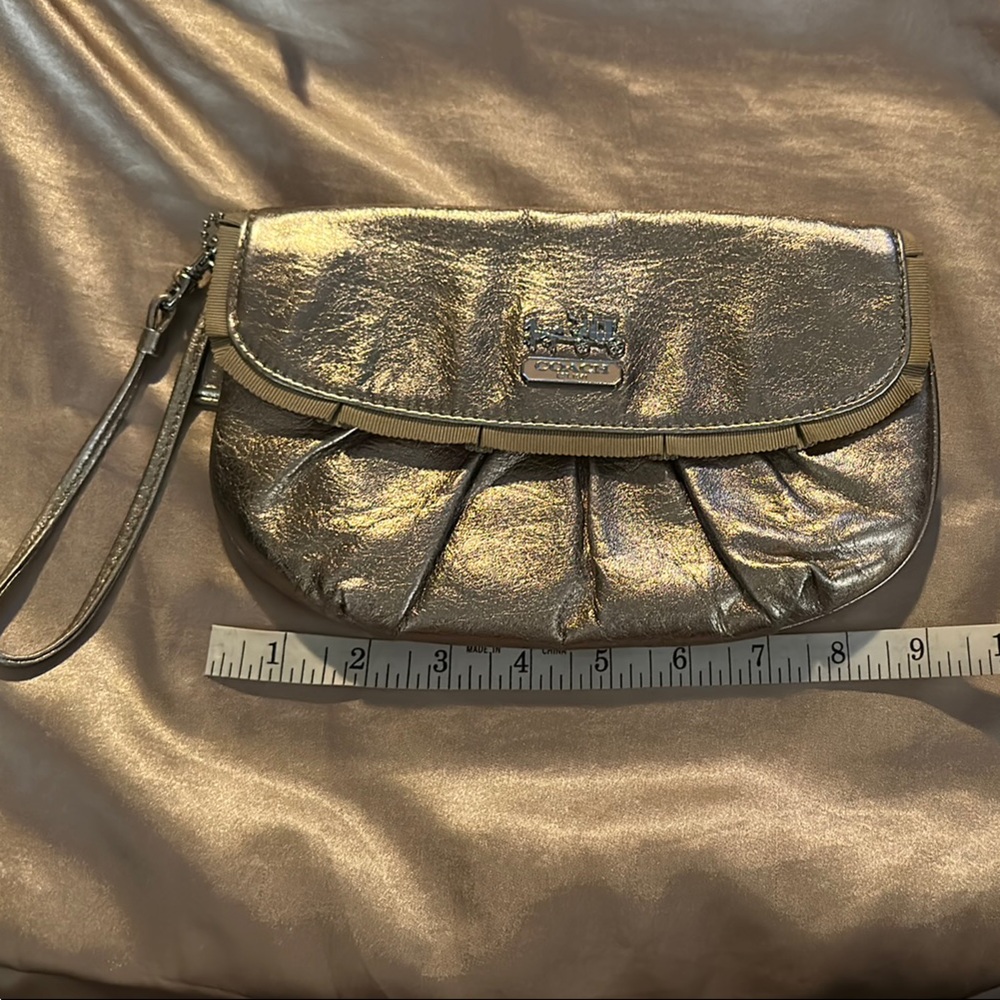 Authentic Coach Gold Legacy Wristlet Clutch